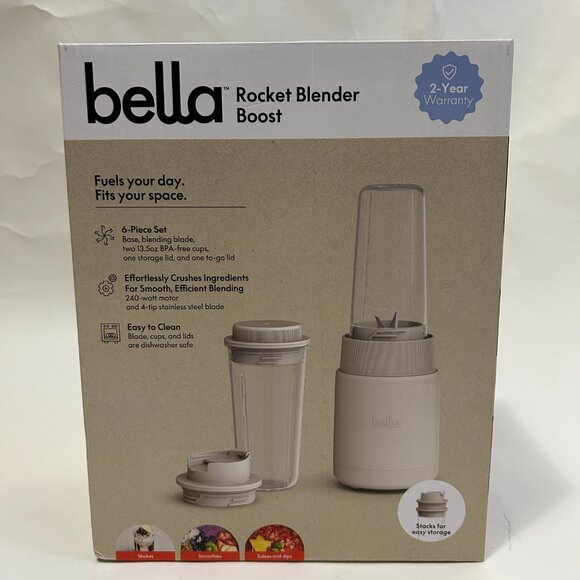 Bella Rocket Blender Boost 6 piece set 43010A1 item # 35125 oatmilk NIB - Picture 3 of 6